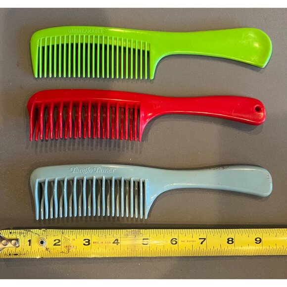 Lot‎ of 3 Vintage Plastic Hair Combs Tangle Tamer & Wet Hair Comb Retro Haircare main image 7